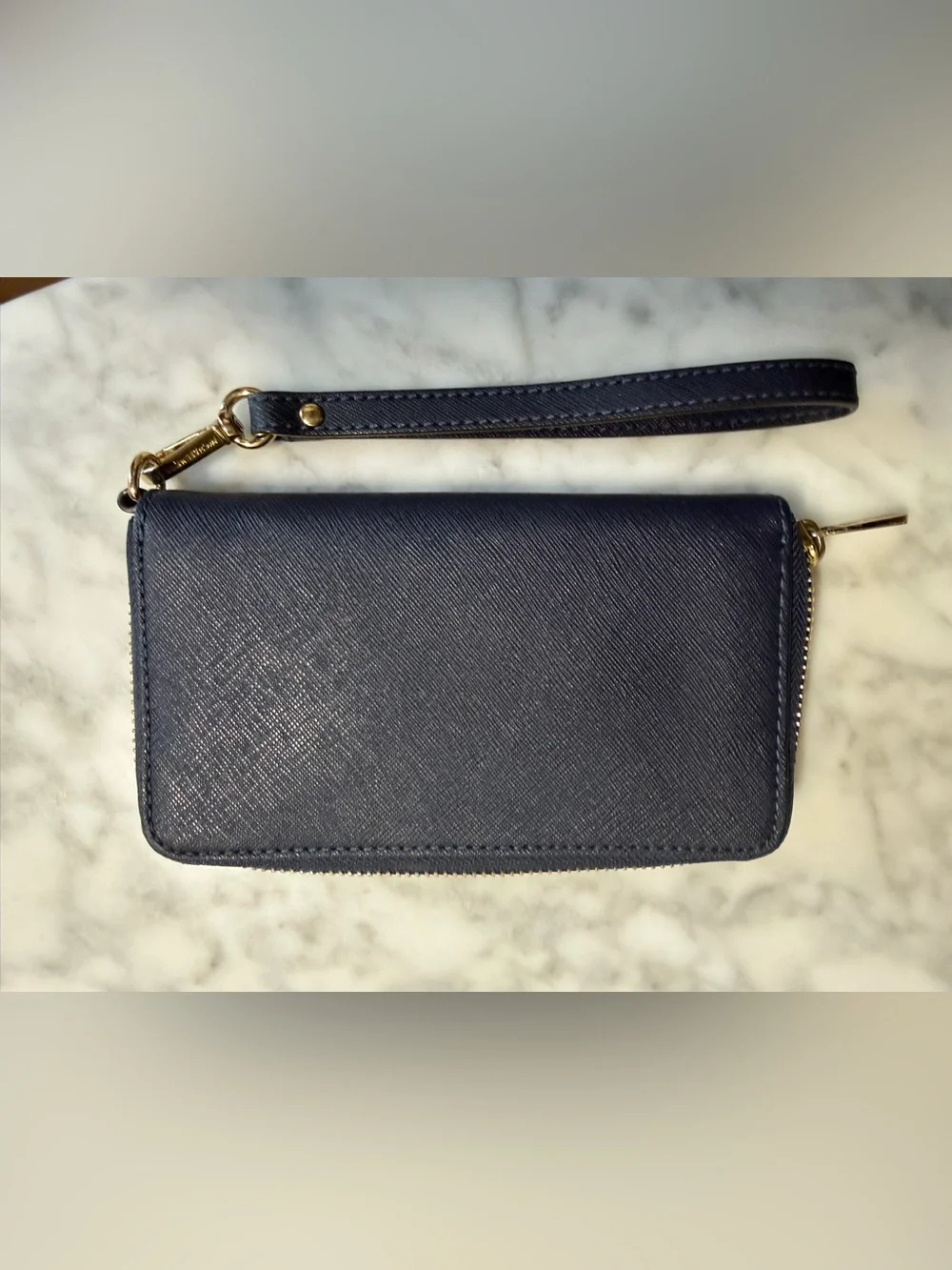 Michael Kors Navy Blue Jet Set Zip Around Wristlet Wallet